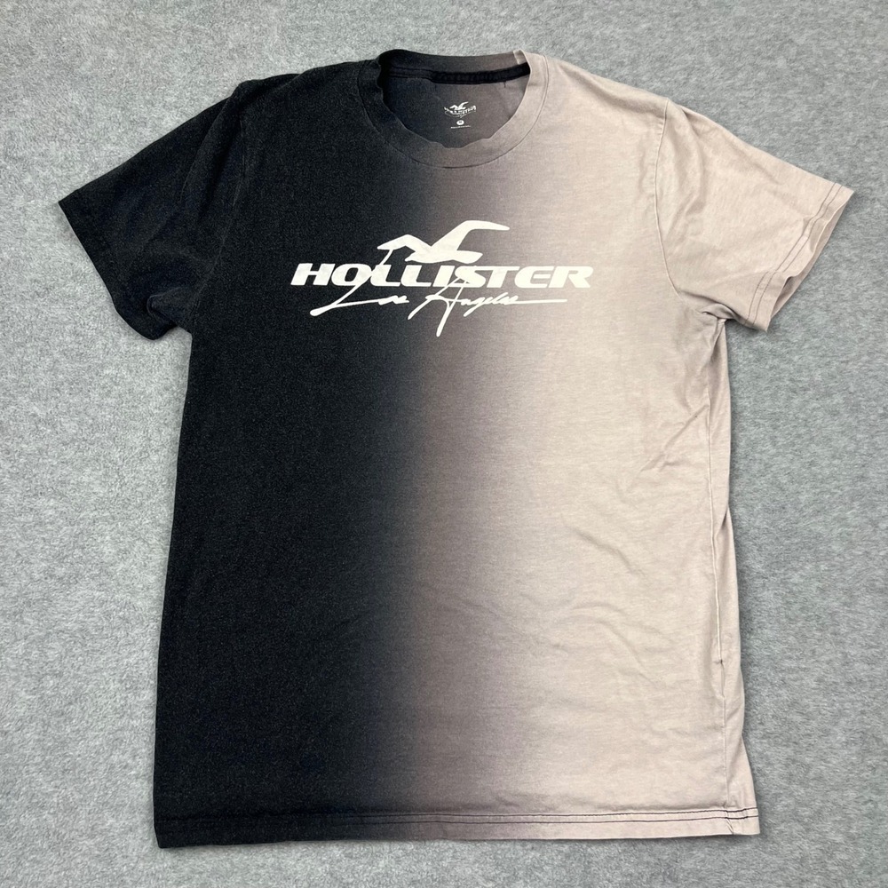 Hollister T-Shirt Mens M Black White Ombre Los Angeles Graphic Tee